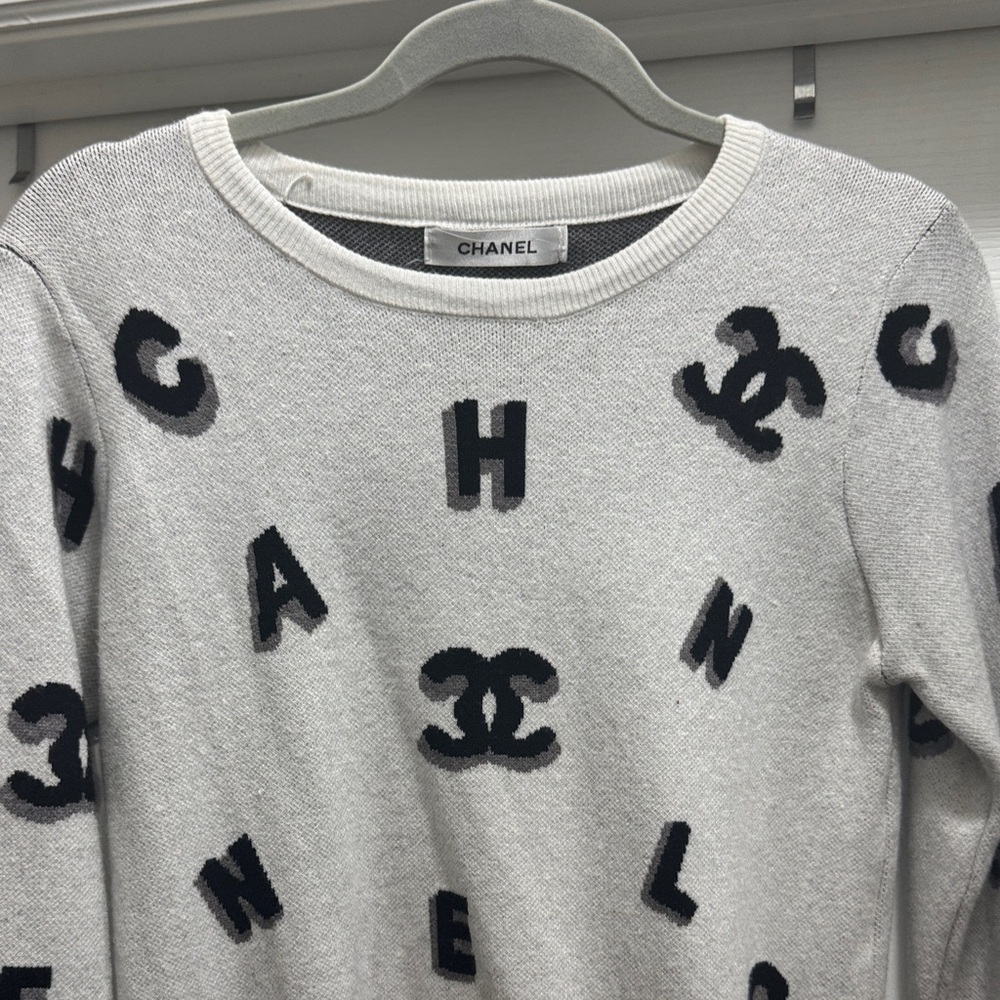 Chanel Monogram White and Black Sweater